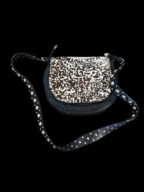 Michael Kors Black Crossbody with Brown and White Cowhide Flap